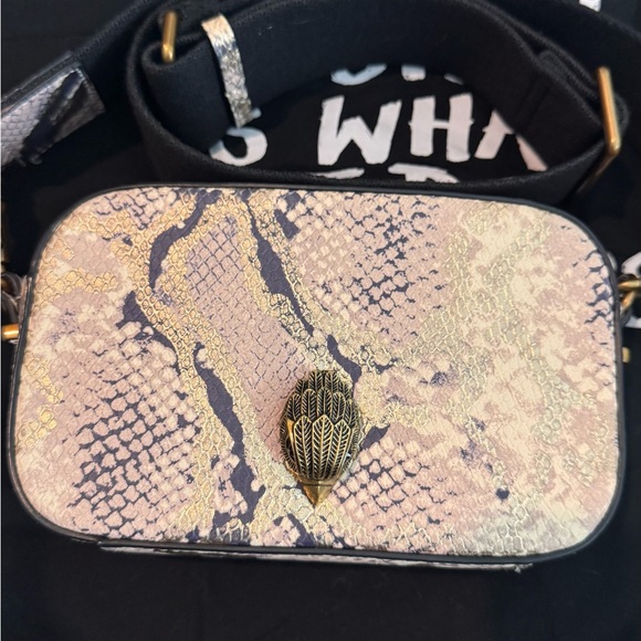 Kurt Geiger Handbags - Kurt Geiger Snake-Embossed Pink Crossbody Bag with Gold Accent